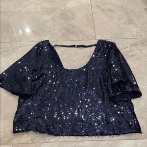 Free People Sequin Navy Women's Top